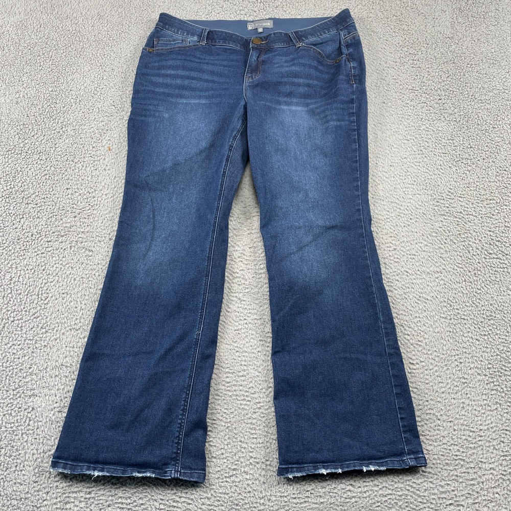 Wit & Wisdom Jeans Womens 20W Blue Madison Flare Ab-solution Raw Hem Stretch